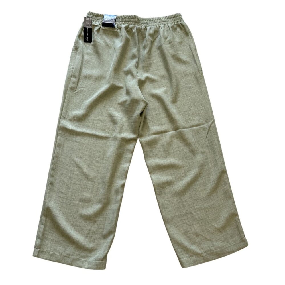 Soho Apparel Womens Wide-Leg Pants M Green Elastic Waist Tie  Flowy Lightweight - Picture 4 of 7
